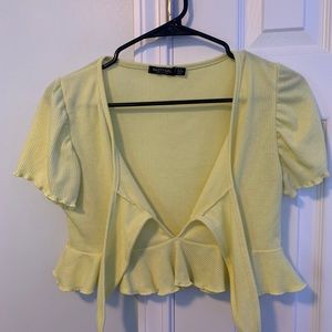 NastyGal yellow cropped shirt